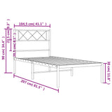 Cadre de lit métal sans matelas avec tête de lit noir 100x200cm