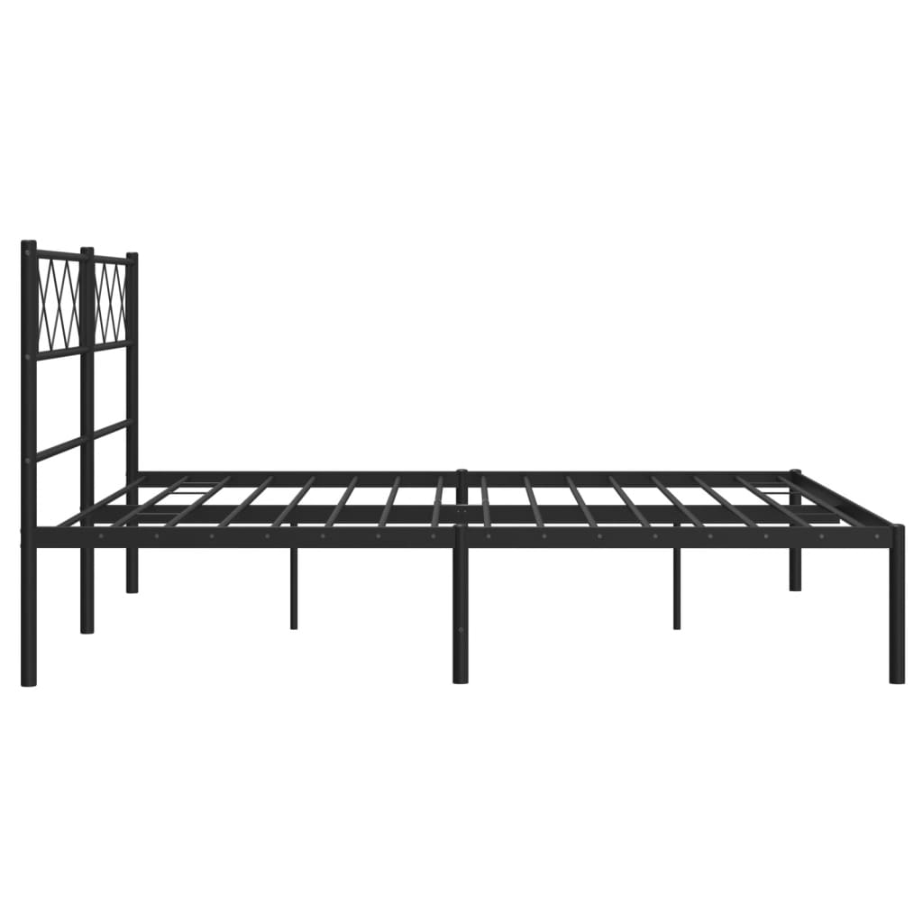 Cadre de lit métal sans matelas avec tête de lit noir 140x200cm