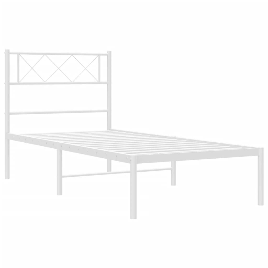 Cadre de lit métal sans matelas et tête de lit blanc 100x200 cm