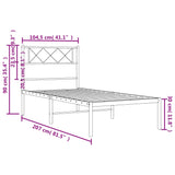 Cadre de lit métal sans matelas et tête de lit blanc 100x200 cm