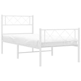 Cadre de lit métal sans matelas avec pied de lit blanc 80x200cm