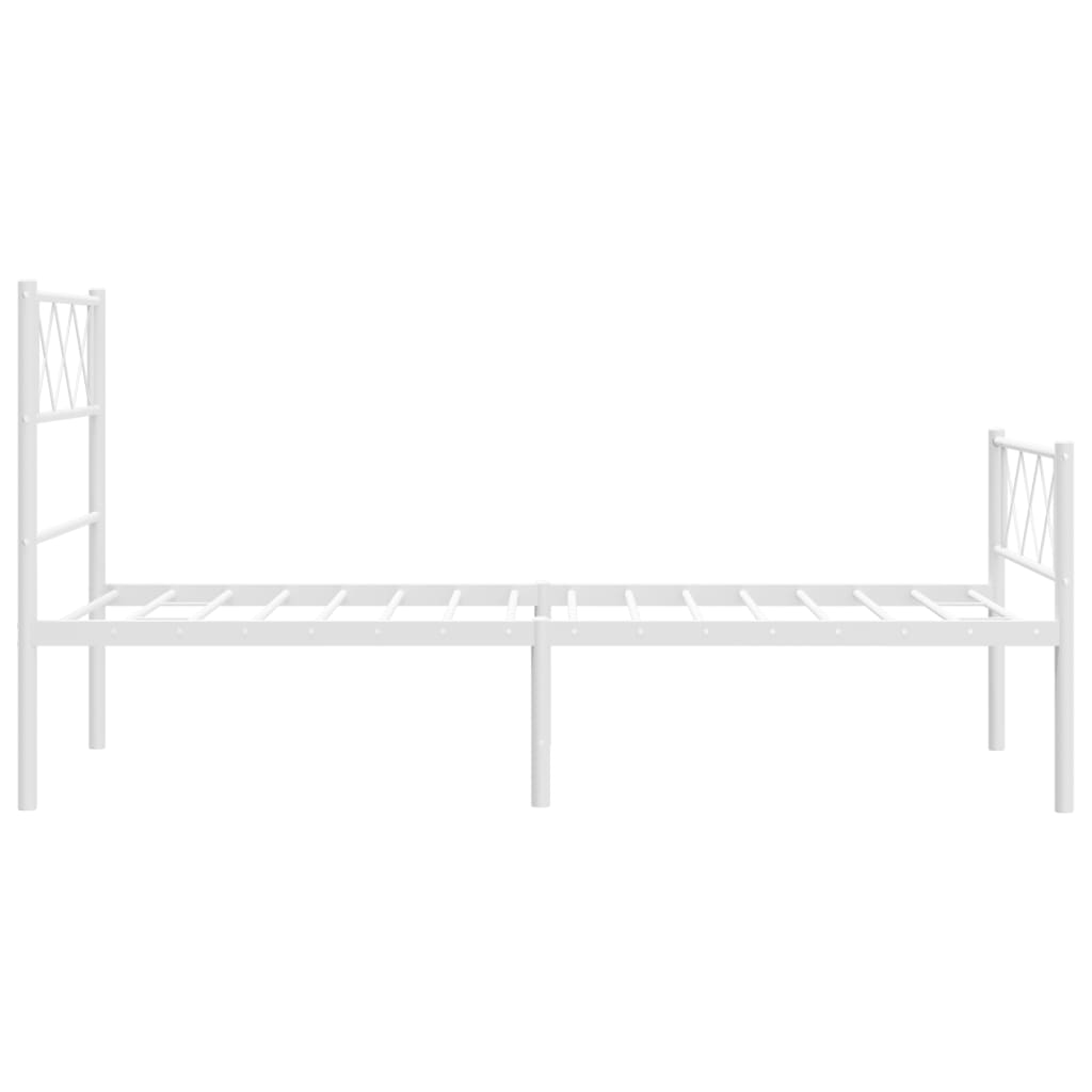 Cadre de lit métal sans matelas avec pied de lit blanc 80x200cm