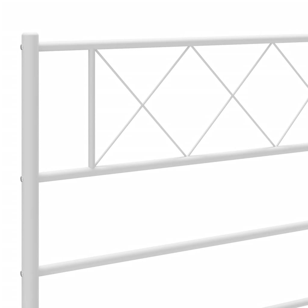 Cadre de lit métal sans matelas avec pied de lit blanc 80x200cm