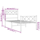 Cadre de lit métal sans matelas avec pied de lit blanc 80x200cm