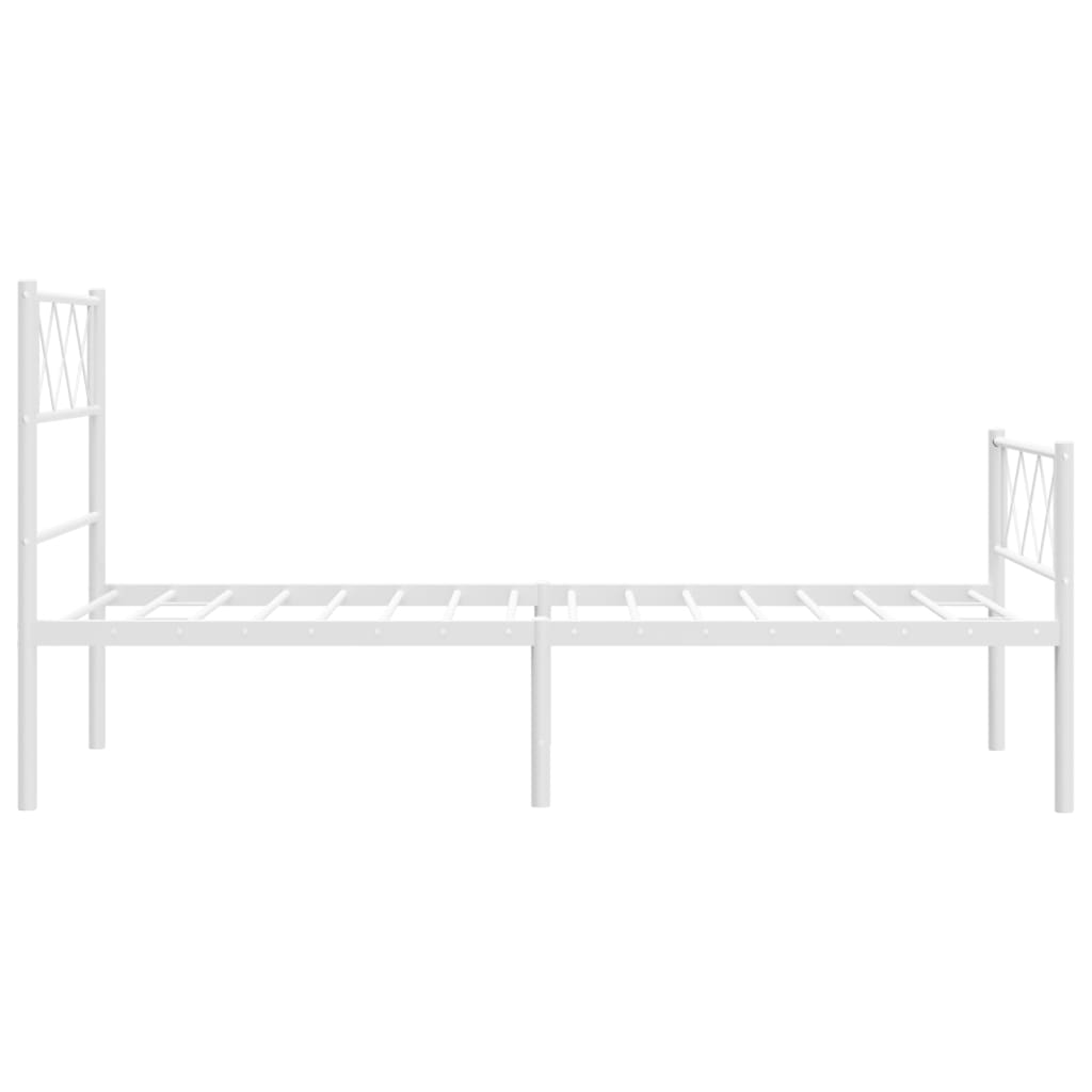 Cadre de lit métal sans matelas avec pied de lit blanc 90x200cm