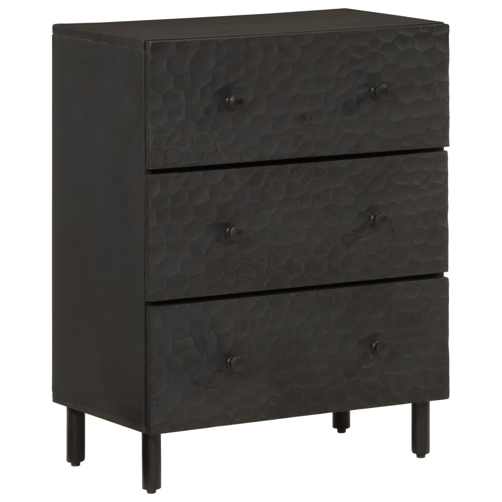 Side cabinets 2pcs black 60x33x75cm solid mango wood