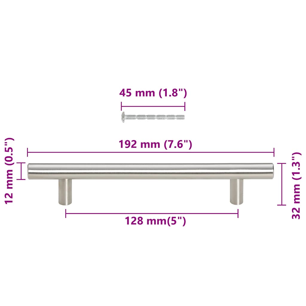 Poignées d'armoire 10 pcs argenté 128 mm acier inoxydable