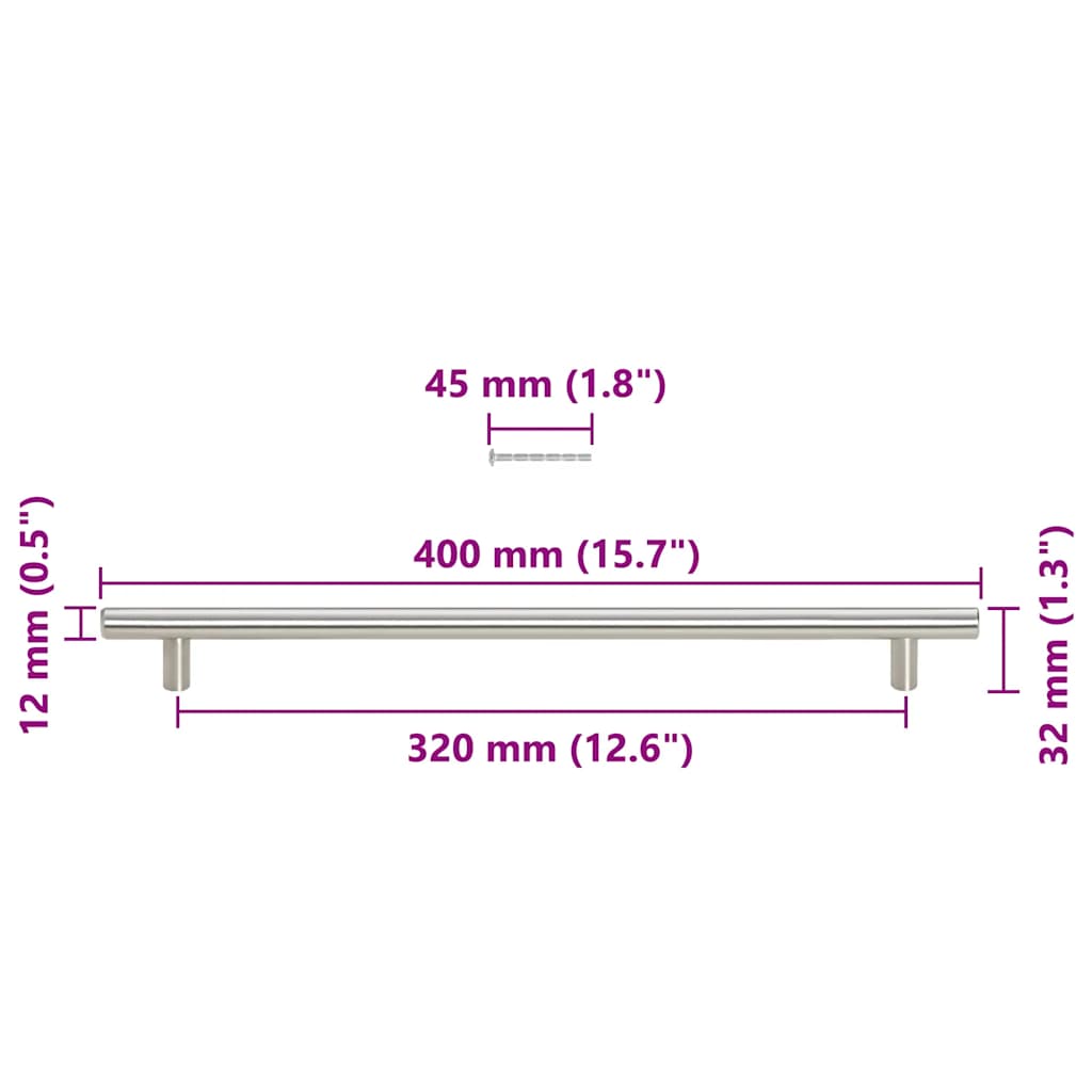 Poignées d'armoire 5 pcs argenté 320 mm acier inoxydable