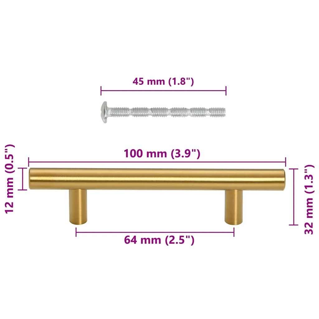 Schrankgriffe 10 Stück Gold 64 mm Edelstahl