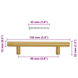 Poignées d'armoire 10 pcs doré 96 mm acier inoxydable