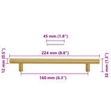 Poignées d'armoire 10 pcs doré 160 mm acier inoxydable