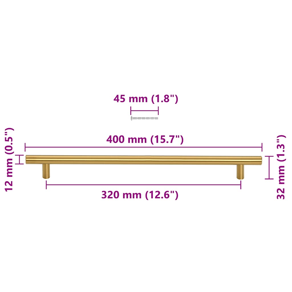 Schrankgriffe 5 Stück Gold 320 mm Edelstahl