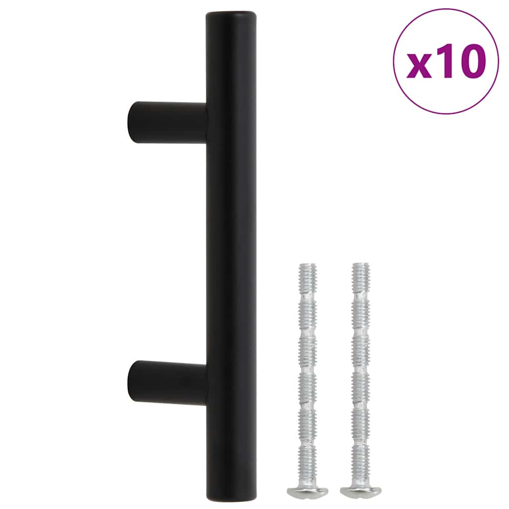 Poignées d'armoire 10 pcs noir 64 mm acier inoxydable