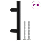 Poignées d'armoire 10 pcs noir 64 mm acier inoxydable