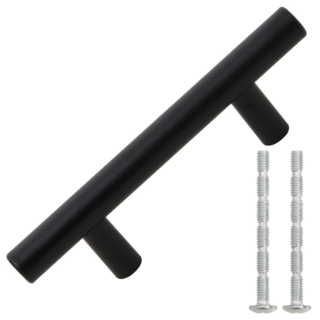 Poignées d'armoire 10 pcs noir 64 mm acier inoxydable