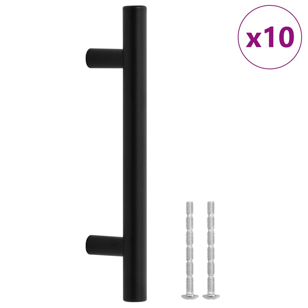 Cabinet Handles 10 pcs Black 96mm Stainless Steel