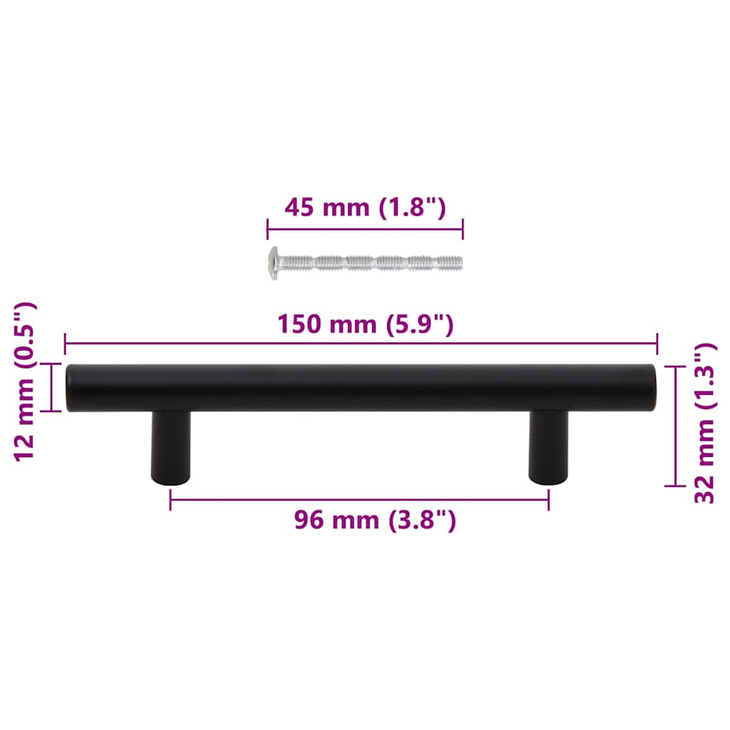 Schrankgriffe 10 Stück schwarz 96 mm Edelstahl