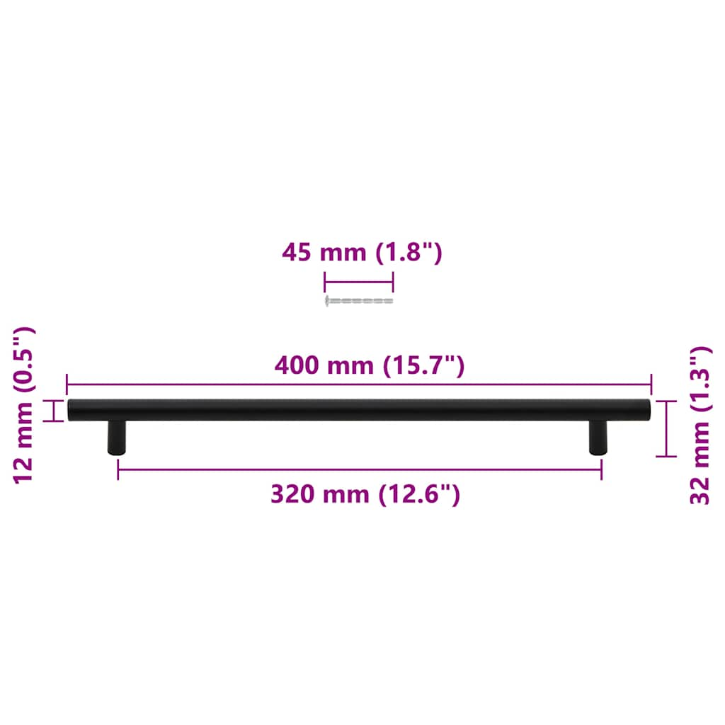 Schrankgriffe 5 Stück schwarz 320 mm Edelstahl