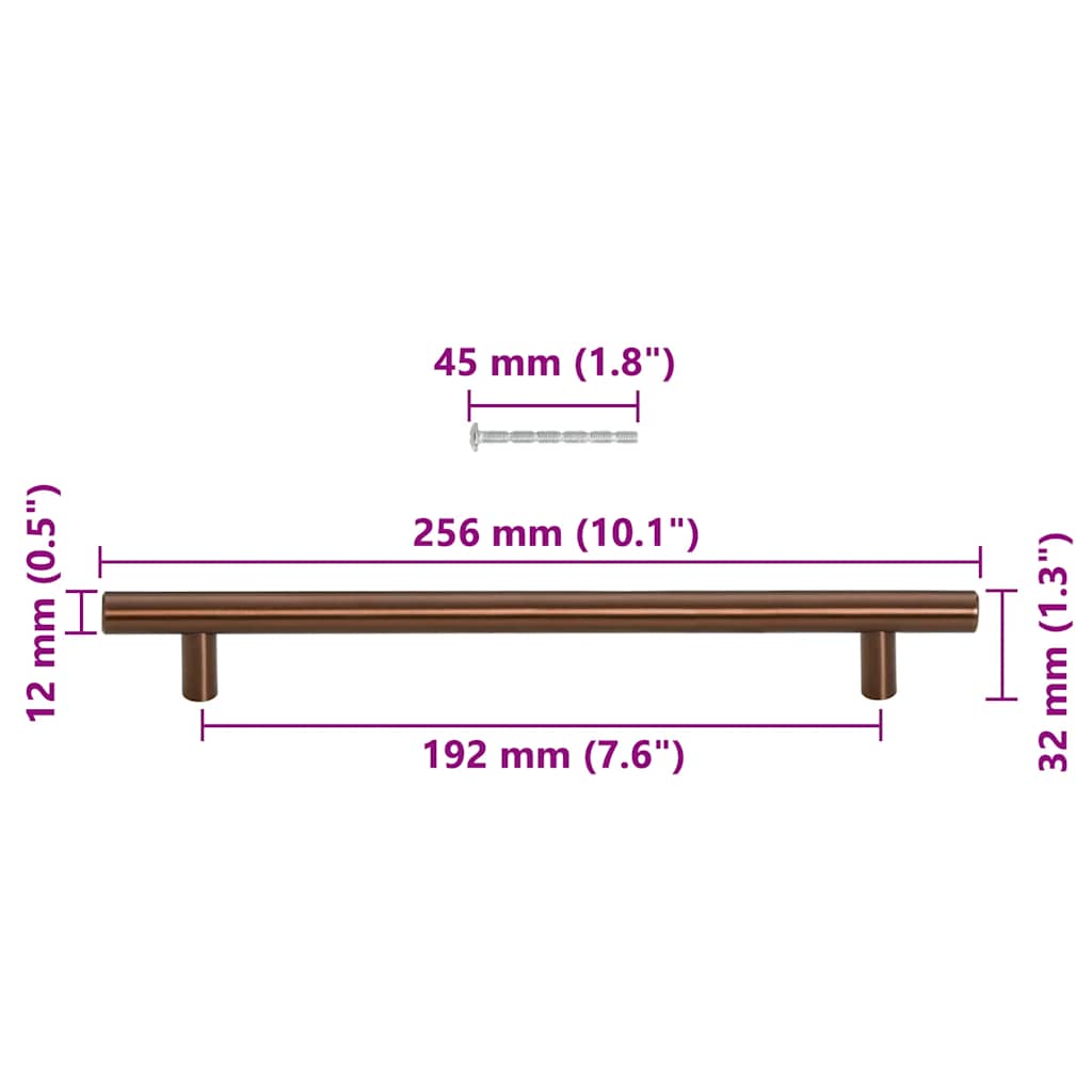 Poignées d'armoire 5 pcs bronze 192 mm acier inoxydable