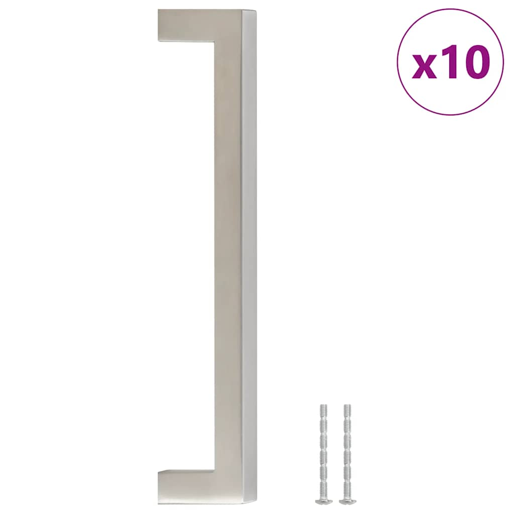 Poignées d'armoire 10 pcs argenté 160 mm acier inoxydable