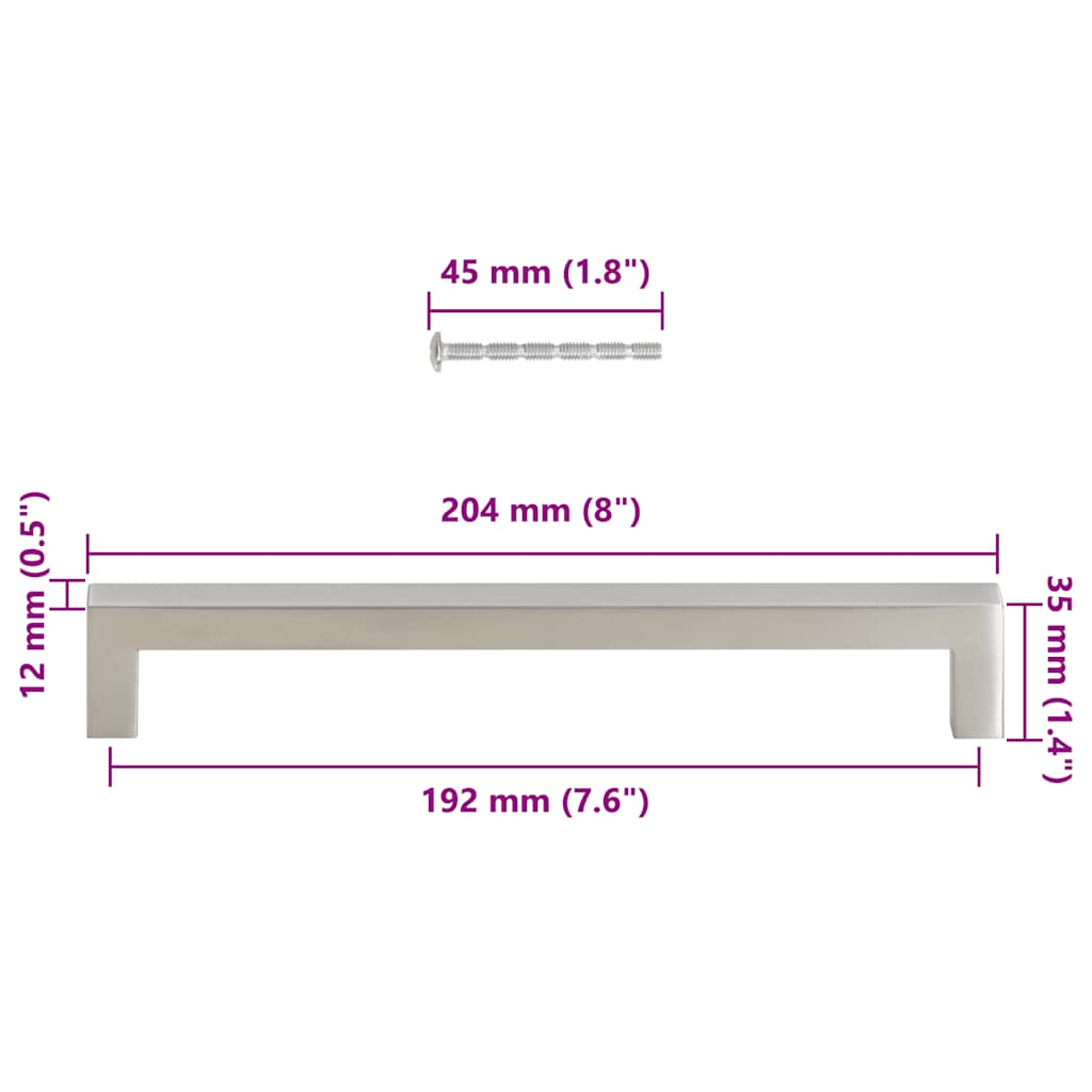 Cabinet Handles 5 pcs Silver 192mm Stainless Steel