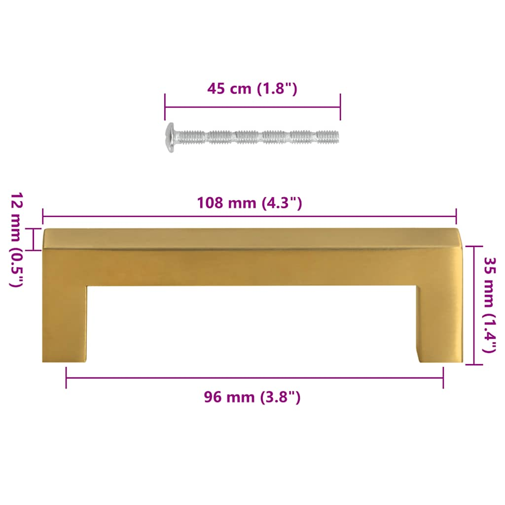 Schrankgriffe 10 Stück Gold 96 mm Edelstahl