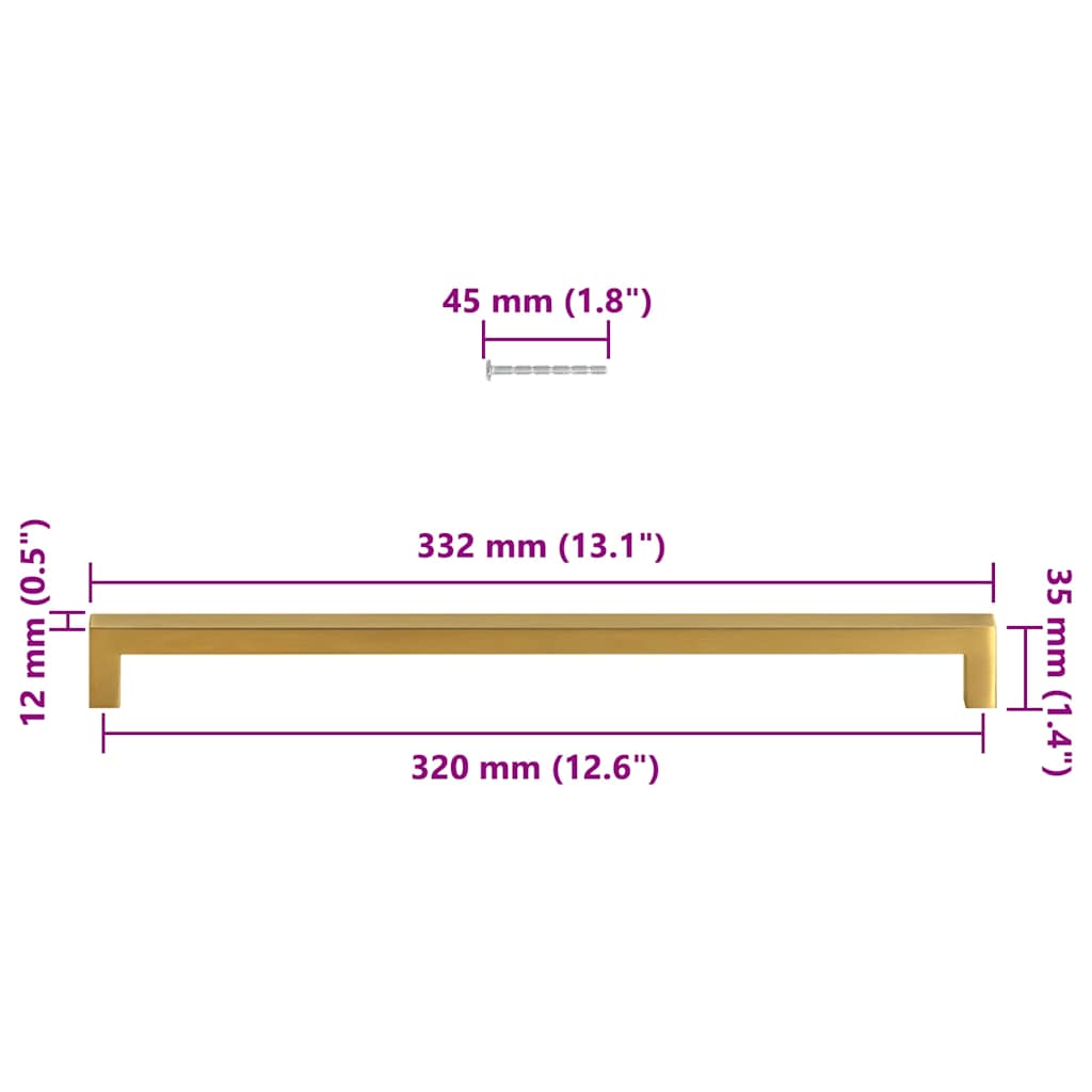 Schrankgriffe 5 Stück Gold 320 mm Edelstahl