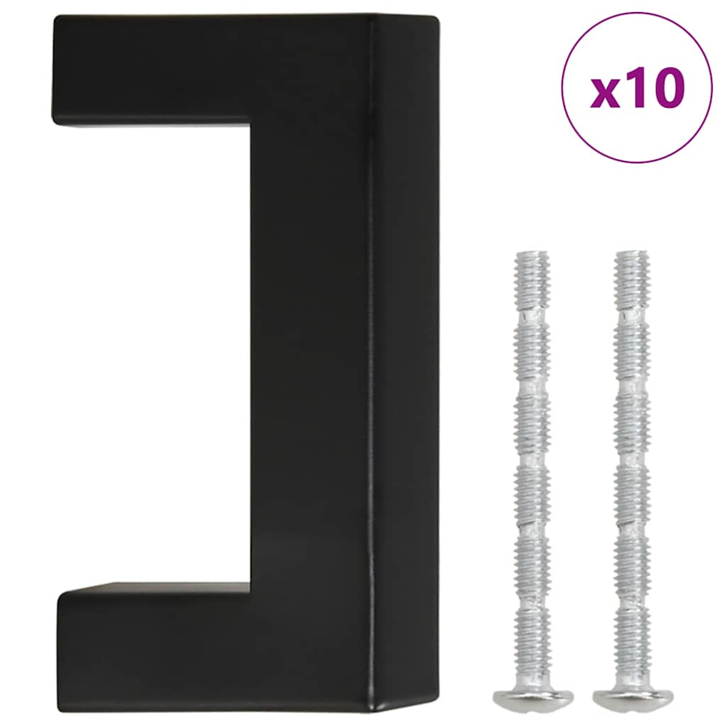 Cabinet Handles 10 pcs Black 64mm Stainless Steel