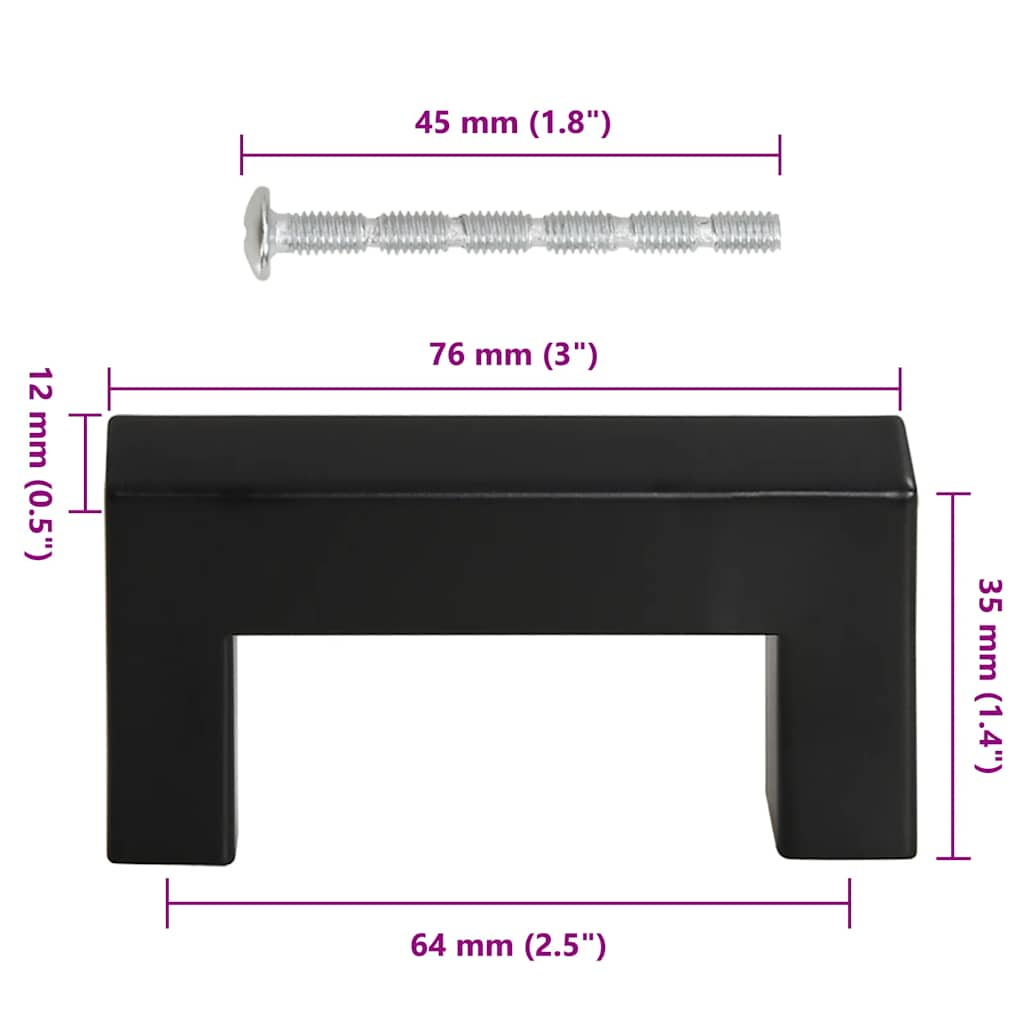 Cabinet Handles 10 pcs Black 64mm Stainless Steel