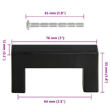 Cabinet Handles 10 pcs Black 64mm Stainless Steel