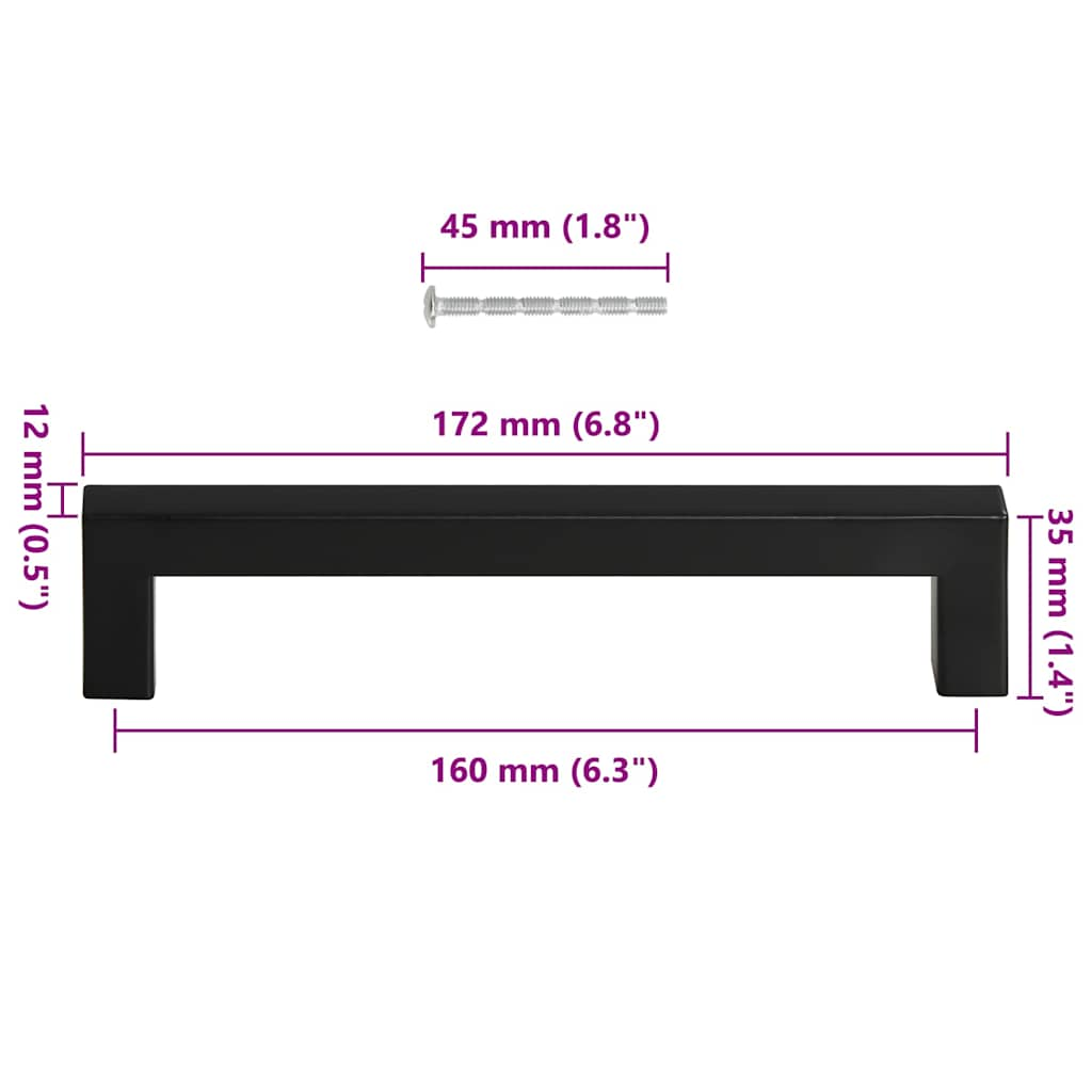 Schrankgriffe 10 Stück schwarz 160 mm Edelstahl