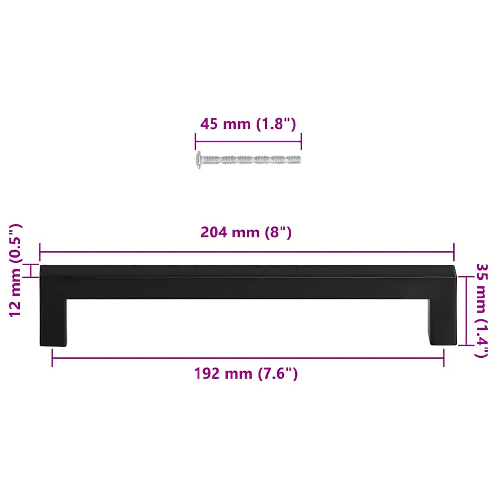 Schrankgriffe 5 Stück schwarz 192 mm Edelstahl