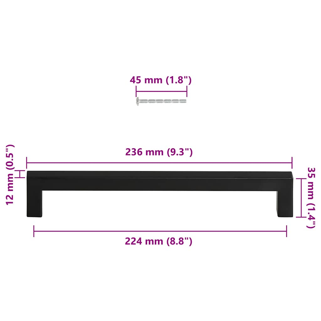 Schrankgriffe 5 Stück schwarz 224 mm Edelstahl