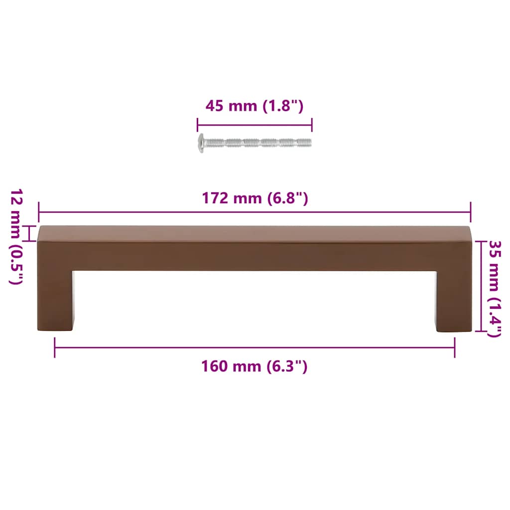 Schrankgriffe 10 Stück Bronze 160 mm Edelstahl