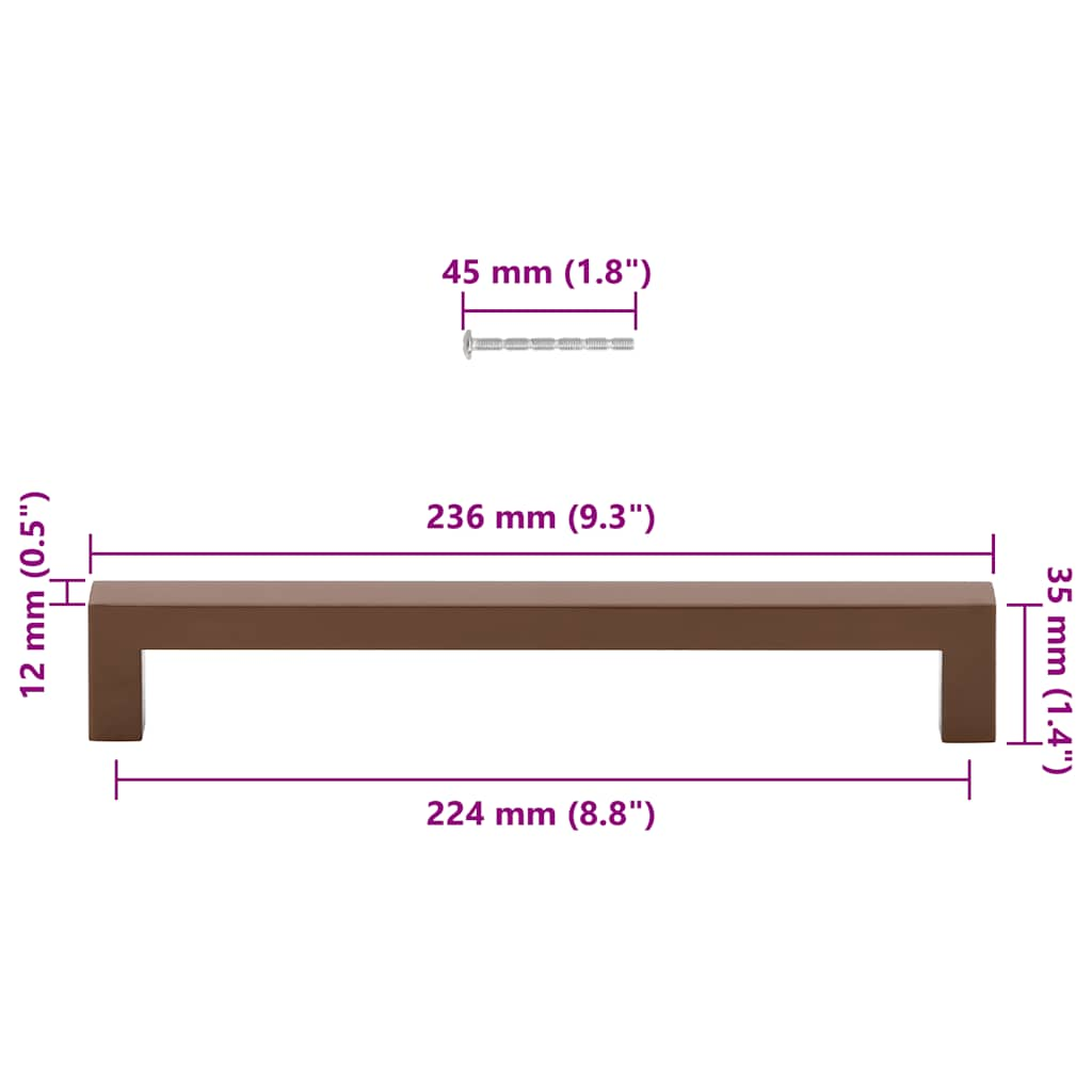 Schrankgriffe 5 Stück Bronze 224 mm Edelstahl