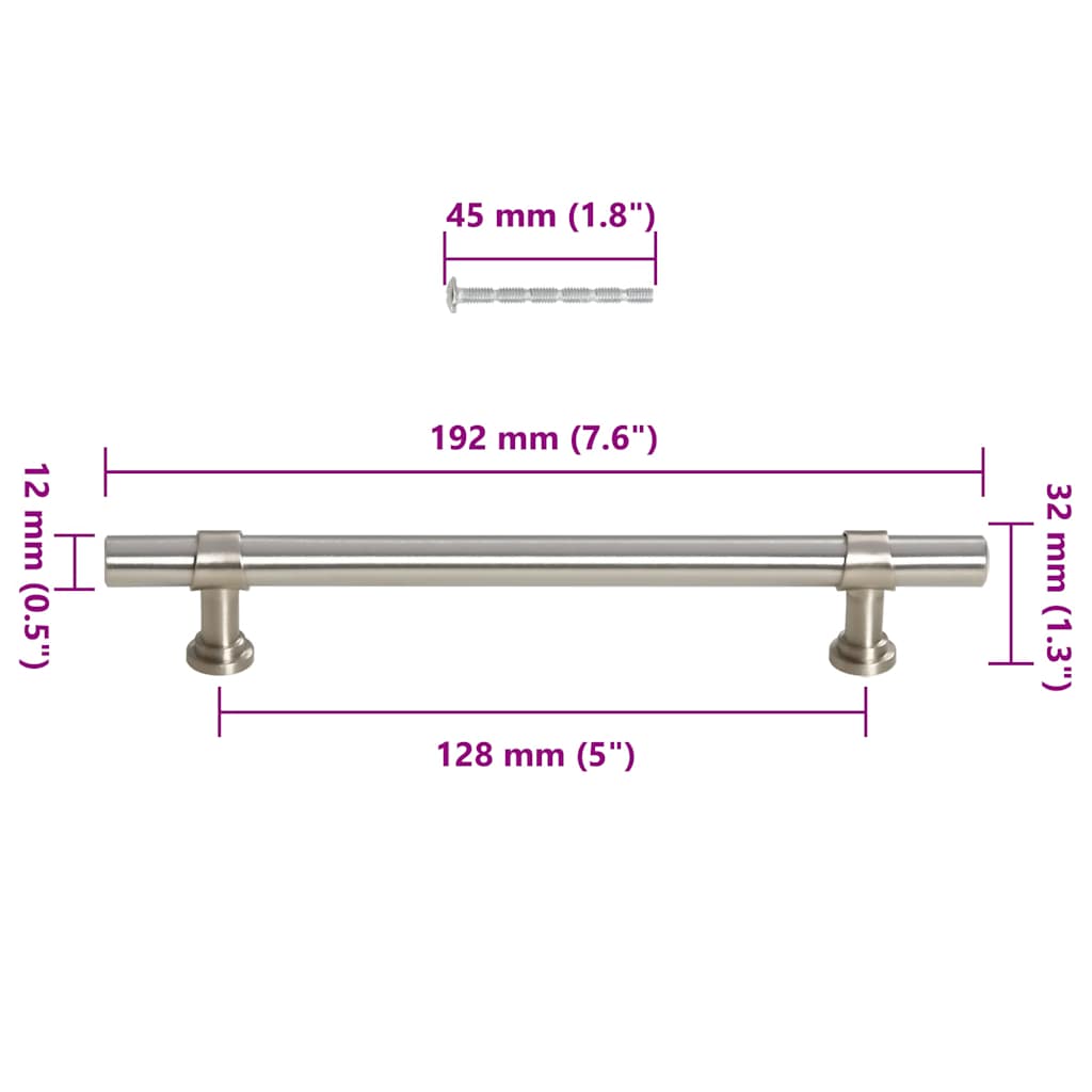 Poignées d'armoire 10 pcs argenté 128 mm acier inoxydable