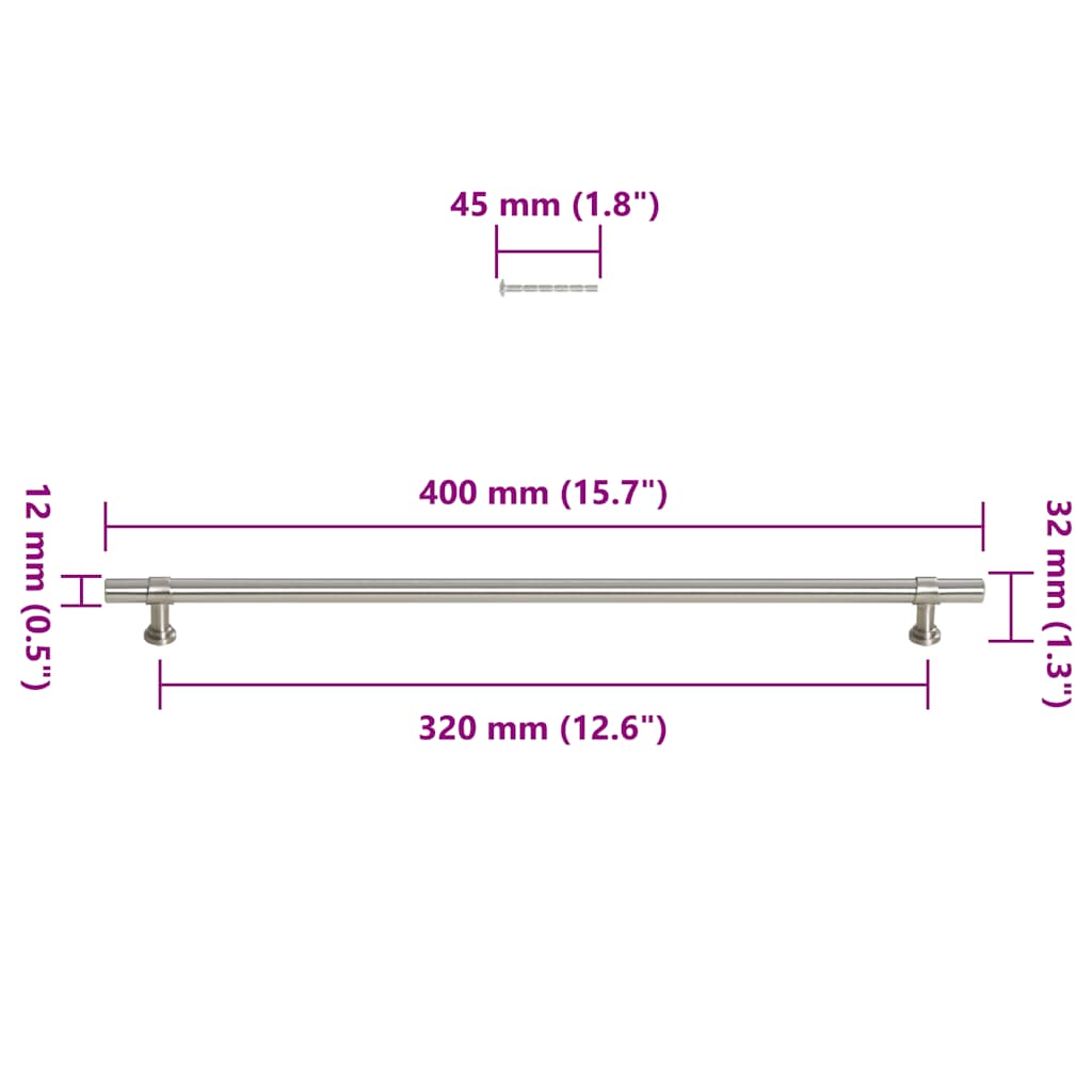 Poignées d'armoire 5 pcs argenté 320 mm acier inoxydable