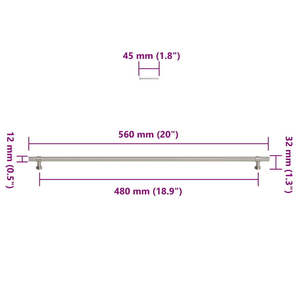 Poignées d'armoire 5 pcs argenté 480 mm acier inoxydable