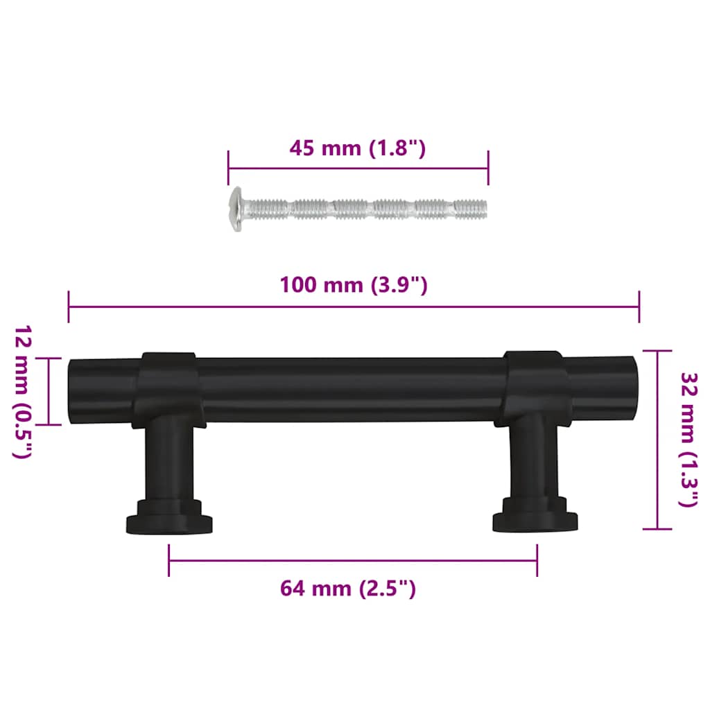 Schrankgriffe 10 Stück schwarz 64 mm Edelstahl