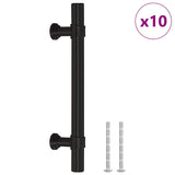 Poignées d'armoire 10 pcs noir 96 mm acier inoxydable