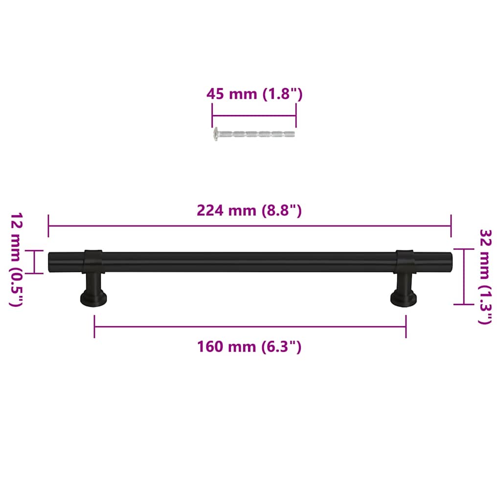 Schrankgriffe 10 Stück schwarz 160 mm Edelstahl