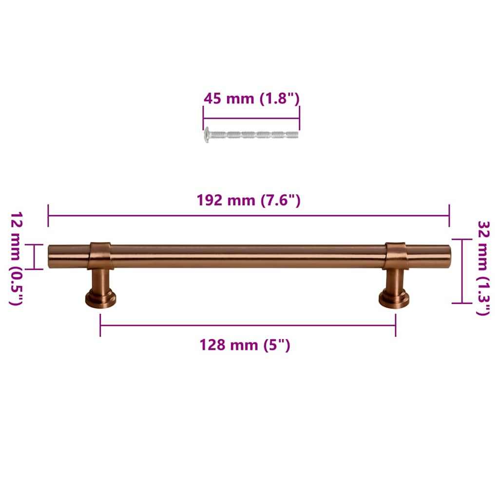 Poignées d'armoire 10 pcs bronze 128 mm acier inoxydable