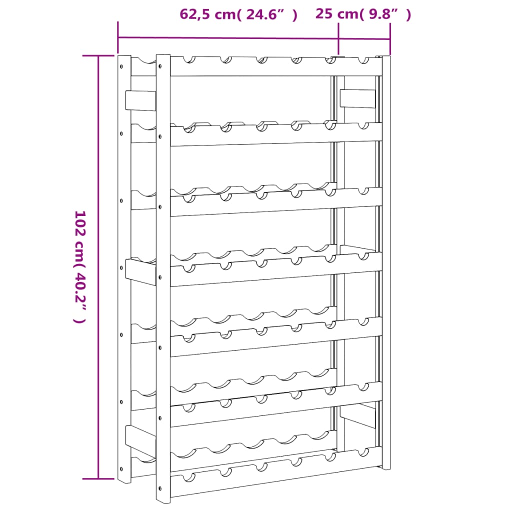 Casier à bouteilles pour 42 bouteilles gris bois pin solide