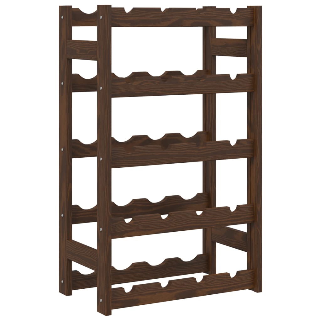 Bottle rack for 20 bottles brown solid pine wood