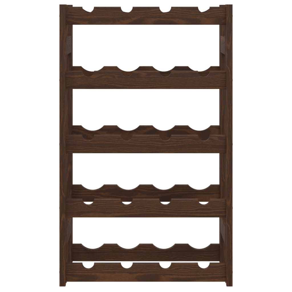 Bottle rack for 20 bottles brown solid pine wood