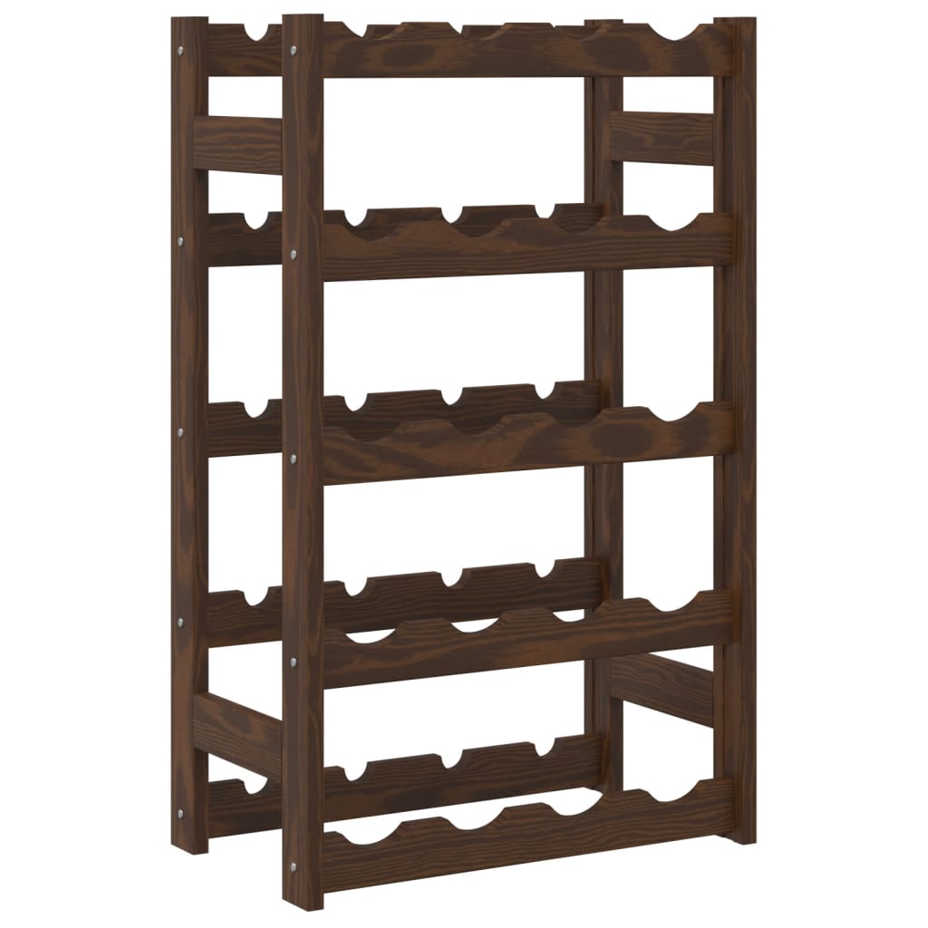 Bottle rack for 20 bottles brown solid pine wood