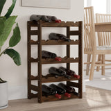 Bottle rack for 20 bottles brown solid pine wood