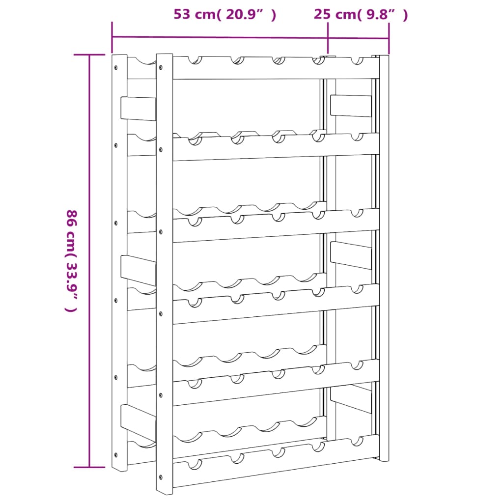 Casier à bouteilles pour 30 bouteilles marron bois pin solide