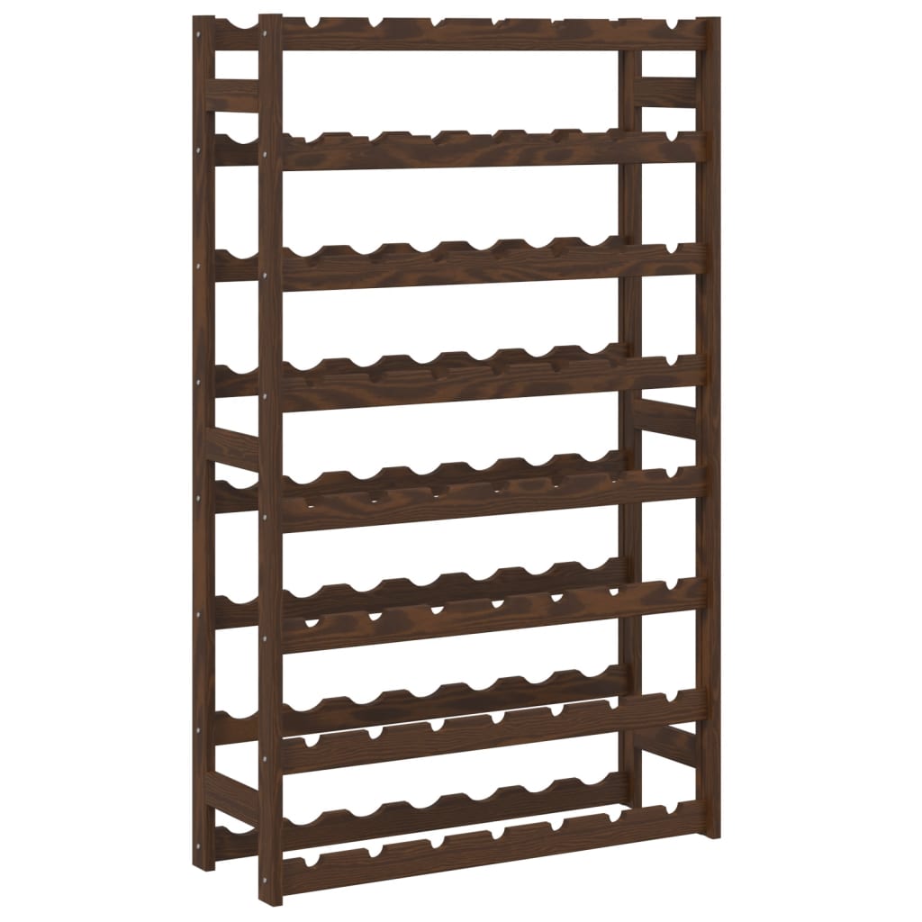 Bottle rack for 56 bottles brown solid pine wood