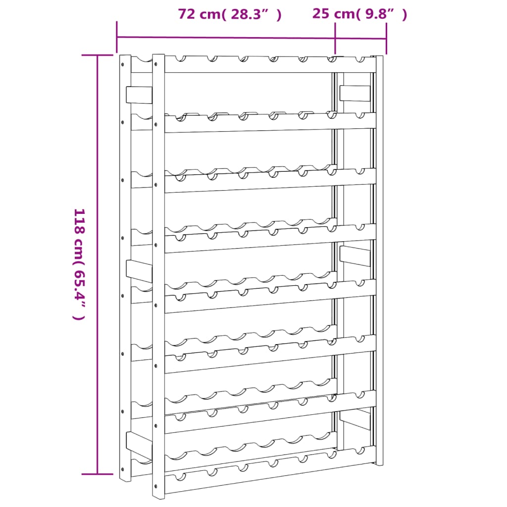 Casier à bouteilles pour 56 bouteilles marron bois pin solide